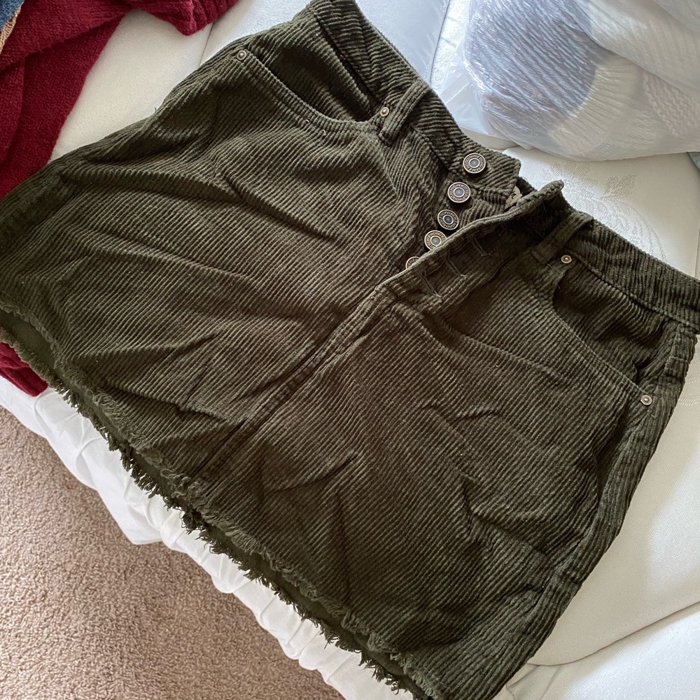 Corduroy olive green mini skirt